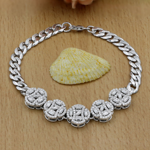 Multi Stone Moissanite Bracelet, Moissanite Synthetic Diamond Bracelet For Women, Iced Out Prong Curb Link Bracelet