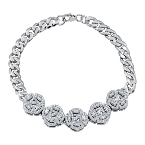 Multi Stone Moissanite Bracelet, Moissanite Synthetic Diamond Bracelet For Women, Iced Out Prong Curb Link Bracelet