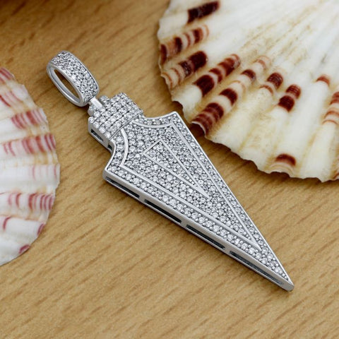 0.95 Ct Arrowhead Moissanite Pendant, Hip Hop Micro Pave 925 Sterling Silver Pendant, Moissanite Men's Pendan
