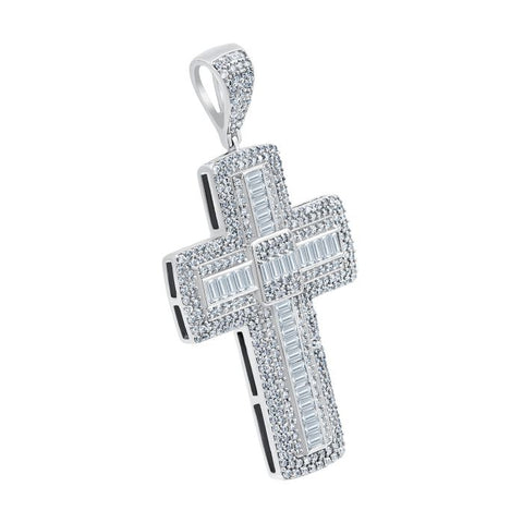 3.50 Ct Large Iced Out Moissanite Cross Pendant, Hip Hop 925 Sterling Silver Real Moissanite Pendant, Diamond Test pass