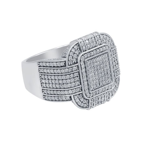 1.59 Ct Men's Big Moissanite Square Shape Hip Hop Iced Out Ring 925 Sterling Silver Ring