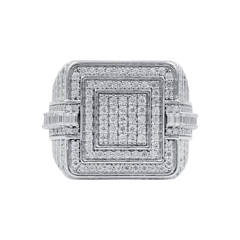 2.30 Ct Moissanite Iced Out Hip Hop Ring, Micro Paved Synthetic Diamond Big Hollow Ring