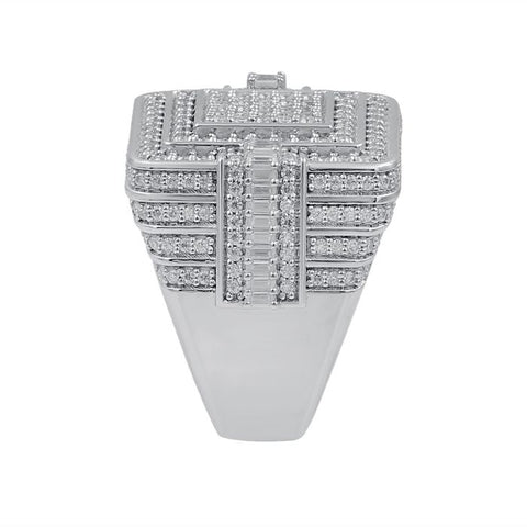 2.30 Ct Moissanite Iced Out Hip Hop Ring, Micro Paved Synthetic Diamond Big Hollow Ring