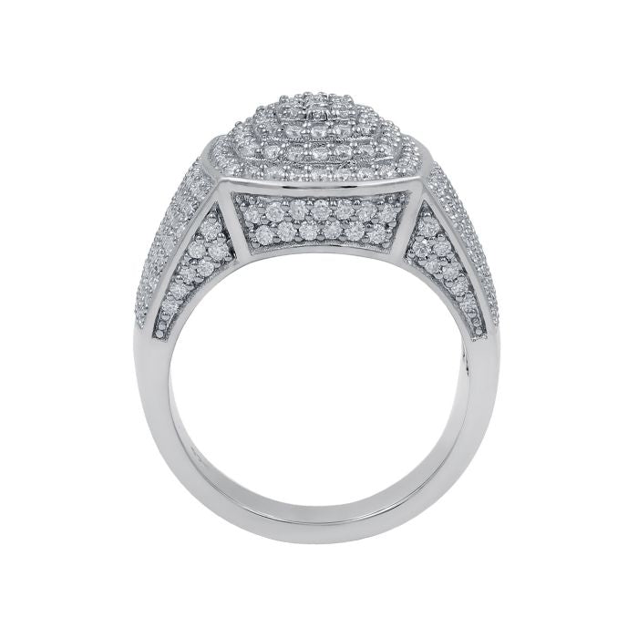2.25 Ct Big Moissanite Iced Out Hip Hop Ring for Men, Micro Paved Iced Out Synthetic Diamond Big Hollow Ring