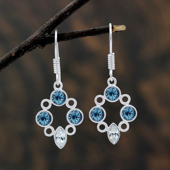Aquamarine Crystal Earrings 